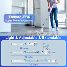 Load image into Gallery viewer, TASVAC Electric Spin Scrubber, Cordless Cleaning Brush with 5 Replaceable Heads, Power Shower Scrubber for Bathroom Tile Floor Kitchen