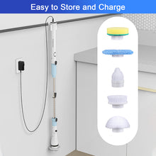 Load image into Gallery viewer, TASVAC Electric Spin Scrubber, Cordless Cleaning Brush with 5 Replaceable Heads, Power Shower Scrubber for Bathroom Tile Floor Kitchen