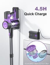 Load image into Gallery viewer, Homadio Cordless Stick Vacuum Cleaner, 350W High Power 26KPa Strong Suction, Up to 50 Mins Working Time, Foldable Tube with Self-Standing Feature, Lightweight Wireless Vacuum for Household Pet Hair, Carpets and Hard Floors