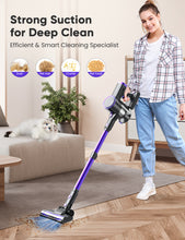 Load image into Gallery viewer, Cordless Vacuum Cleaner, YOMA 6-in-1 Rechargeable Stick Vacuum, 45mins Max Runtime, Lightweight 2200mAh Battery Handheld Vacuum, Powerful Vacuum Cleaner for Home Hard Floor Pet Hair-Purple