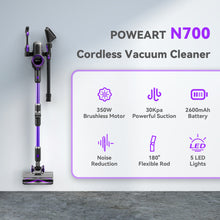 Load image into Gallery viewer, Poweart Vacuum Cleaners for Home, 30Kpa Powerful Cordless Stick Vacuum Cleaner, 50 Mins Runtime, 8 in 1 Stick Vacuum Cleaner-N700