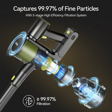 Load image into Gallery viewer, YOMA Cordless Vacuum Cleaner, 8 in 1 Lightweight Stick Vacuum with Detachable Battery, Brushless Motor, Powerful Suction Vacuum Cleaner for Home Carpet Hard Floor Pet Hair - Yellow
