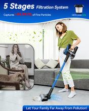 Load image into Gallery viewer, Homadio V50 Cordless Stick Vacuum Cleaner, Powerful Suction, Up to 45 Mins Runtime, Lightweight Wireless Vacuum for Pet Hair & Household Cleaning on Hard Floors and Carpets