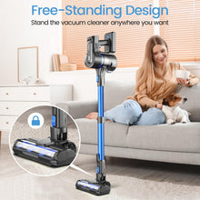 Load image into Gallery viewer, YOMATECH Cordless Vacuum Cleaner, 30Kpa/350W Powerful Stick Vacuum, Up to 50 Mins Runtime Rechargeable Battery, 6 in 1 Lightweight Vacuum Cleaners for Home Hardfloor Carpet Pet Hair Blue