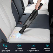 Load image into Gallery viewer, UMLo H6 Handheld Vacuum,Rechargeable Car Vacuum Cleaner Cordless with 30 Mins Runtime,Powerful Portable Hand Vacuum with 2 Suction Modes& Storage Base for Car Home Hardwood Floor Office Quick Cleanups Black