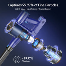 Load image into Gallery viewer, YOMA Cordless Vacuum Cleaner, 8 in 1 Lightweight Stick Vacuum with Detachable Battery, Brushless Motor, Powerful Suction Vacuum Cleaner for Home Carpet Hard Floor Pet Hair - Blue
