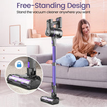 Load image into Gallery viewer, YOMATECH Cordless Vacuum Cleaner, 30Kpa/350W Powerful Stick Vacuum, Up to 50 Mins Runtime Rechargeable Battery, 6 in 1 Lightweight Vacuum Cleaners for Home Hardfloor Carpet Pet Hair Purple