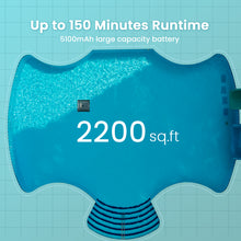 Load image into Gallery viewer, Homadio Cordless Robotic Pool Cleaner, Automatic Pool Vacuum with Wall-Climbing Function, Up to 150 Mins Runtime, Suitable for Inground & Above-Ground Pools Up to 2200 Sq.Ft