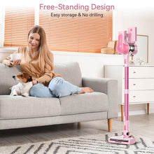 Load image into Gallery viewer, YOMATECH Cordless Vacuum Cleaner, 30Kpa/350W Powerful Stick Vacuum, Up to 50 Mins Runtime Rechargeable Battery, 6 in 1 Lightweight Vacuum Cleaners for Home Hardfloor Carpet Pet Hair Pink