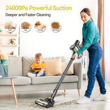 Load image into Gallery viewer, YOMA Cordless Vacuum Cleaner, 8 in 1 Lightweight Stick Vacuum with Detachable Battery, Brushless Motor, Powerful Suction Vacuum Cleaner for Home Carpet Hard Floor Pet Hair - Yellow