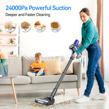 Load image into Gallery viewer, YOMA Cordless Vacuum Cleaner, 8 in 1 Lightweight Stick Vacuum with Detachable Battery, Brushless Motor, Powerful Suction Vacuum Cleaner for Home Carpet Hard Floor Pet Hair - Blue