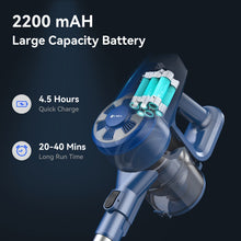 Load image into Gallery viewer, Homadio Cordless Stick Vacuum Cleaner, Lightweight Vacuum with 2000mAh Battery & LED Floor Brush for Hardwood Floors, Carpet and Pet Hair