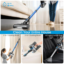 Load image into Gallery viewer, YOMATECH Cordless Vacuum Cleaner, 30Kpa/350W Powerful Stick Vacuum, Up to 50 Mins Runtime Rechargeable Battery, 6 in 1 Lightweight Vacuum Cleaners for Home Hardfloor Carpet Pet Hair Blue