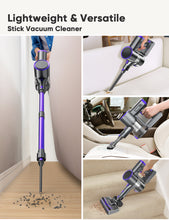 Load image into Gallery viewer, Cordless Vacuum Cleaner, YOMA 6-in-1 Rechargeable Stick Vacuum, 45mins Max Runtime, Lightweight 2200mAh Battery Handheld Vacuum, Powerful Vacuum Cleaner for Home Hard Floor Pet Hair-Purple