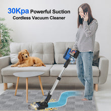 Load image into Gallery viewer, Poweart Cordless Vacuum Cleaner, 30Kpa Powerful Stick Vacuum Up to 45 min Runtime, 8 in 1 Vacuum for Hardfloors Pet Hair Home-V870 Blue