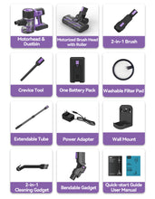 Load image into Gallery viewer, Homadio Cordless Stick Vacuum Cleaner, 350W High Power 26KPa Strong Suction, Up to 50 Mins Working Time, Foldable Tube with Self-Standing Feature, Lightweight Wireless Vacuum for Household Pet Hair, Carpets and Hard Floors
