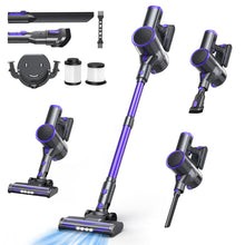 Load image into Gallery viewer, Cordless Vacuum Cleaner, YOMA 6-in-1 Rechargeable Stick Vacuum, 45mins Max Runtime, Lightweight 2200mAh Battery Handheld Vacuum, Powerful Vacuum Cleaner for Home Hard Floor Pet Hair-Purple
