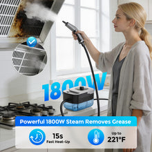 Load image into Gallery viewer, Homadio Steam Cleaner, 12‑Second Rapid Heat‑Up, 3‑Tier Adjustable Steam Levels, 16‑Piece Accessory Kit &amp; 1.6L Large Water Tank for Kitchen, Bathroom, Car, Glass Windows and Tile Surfaces
