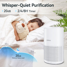 Load image into Gallery viewer, POWEART Air Purifier | True HEPA 99.97% Filtration, 20dB Ultra‑Quiet, 3 Fan Speeds, 2‑4‑8H Timer &amp; Night‑Light for Bedroom, Dorm &amp; Home Office
