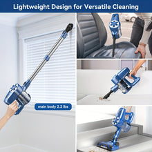 Load image into Gallery viewer, Homadio Cordless Stick Vacuum Cleaner, Lightweight Vacuum with 2000mAh Battery &amp; LED Floor Brush for Hardwood Floors, Carpet and Pet Hair
