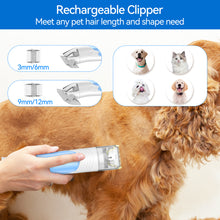Load image into Gallery viewer, POWEART P30S Dog Grooming Kit, 7-in-1 Low Noise Pet Grooming Vacuum with 4.5L Large Dust Cup, Electric Clipper &amp; Complete Cleaning Tools Set for Dogs, Cats and Other Animals, White

