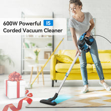 Load image into Gallery viewer, Homadio 3-in-1 Corded Stick Vacuum Cleaner, 600W Motor 18kPa Powerful Suction, 20ft Power Cord, Lightweight Convertible Handheld Vacuum with Dual-Mode Floor Brush for Hard Floors, Carpets &amp; Pet Hair
