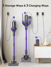 Load image into Gallery viewer, Cordless Vacuum Cleaner, YOMA 6-in-1 Rechargeable Stick Vacuum, 45mins Max Runtime, Lightweight 2200mAh Battery Handheld Vacuum, Powerful Vacuum Cleaner for Home Hard Floor Pet Hair-Purple
