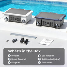 Load image into Gallery viewer, POWEART Solar‑Powered Robotic Pool Skimmer Cleaner, Dual Charging Solar &amp; DC Charger, App &amp; Remote Control, Chlorine Dispenser, Automatic Floating Pool Robot for Rectangular Round Free‑Shape Pools up to 2500 sq.ft
